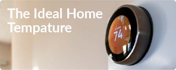 a home thermostat on a wall with the words the ideal home temperature