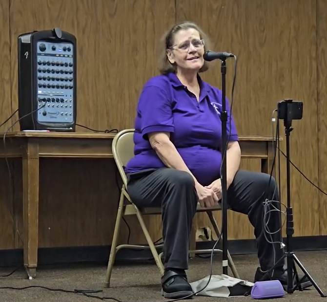 Sharon Cochran sings live on the Blaine County Fair Foley Building stage August 28th