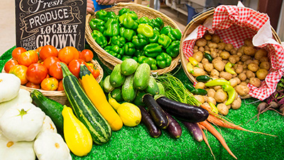 Various fresh produce on display.