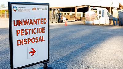 Unwanted pesticide disposal directory sign.