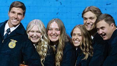 Five National FFA officers pose for a photo.