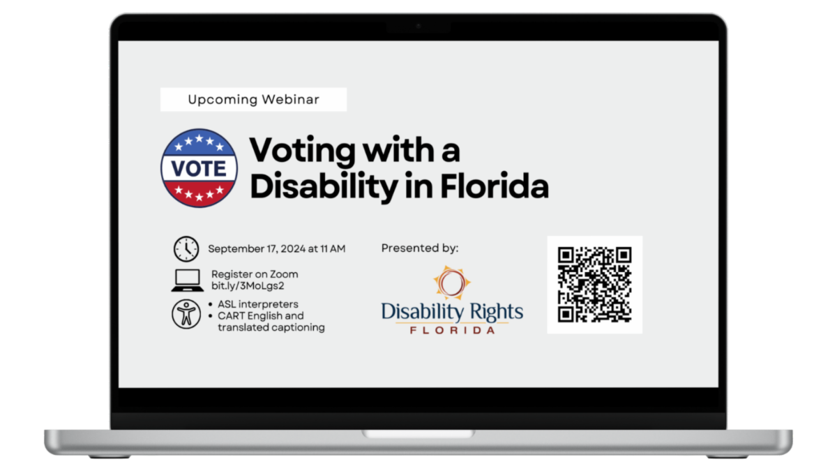 Voting with a disability webinar promotional graphic.