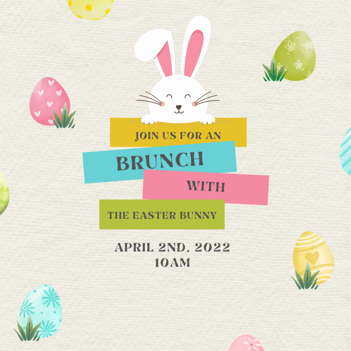 Beige Colorful Bunny Easter Egg Hunt Invitation.png