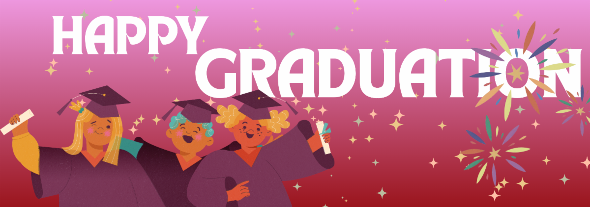 A banner reading "Happy Graduation"