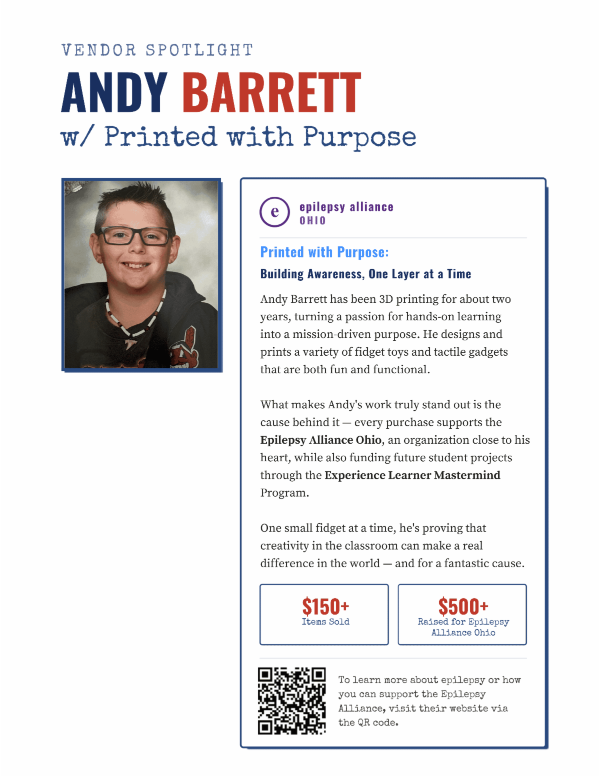 Andy Barrett's printed with purpose flyer