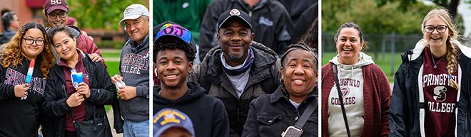 A montage of three photos from Family Weekend