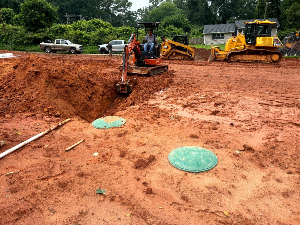 The new District 2 Pocket Park construction