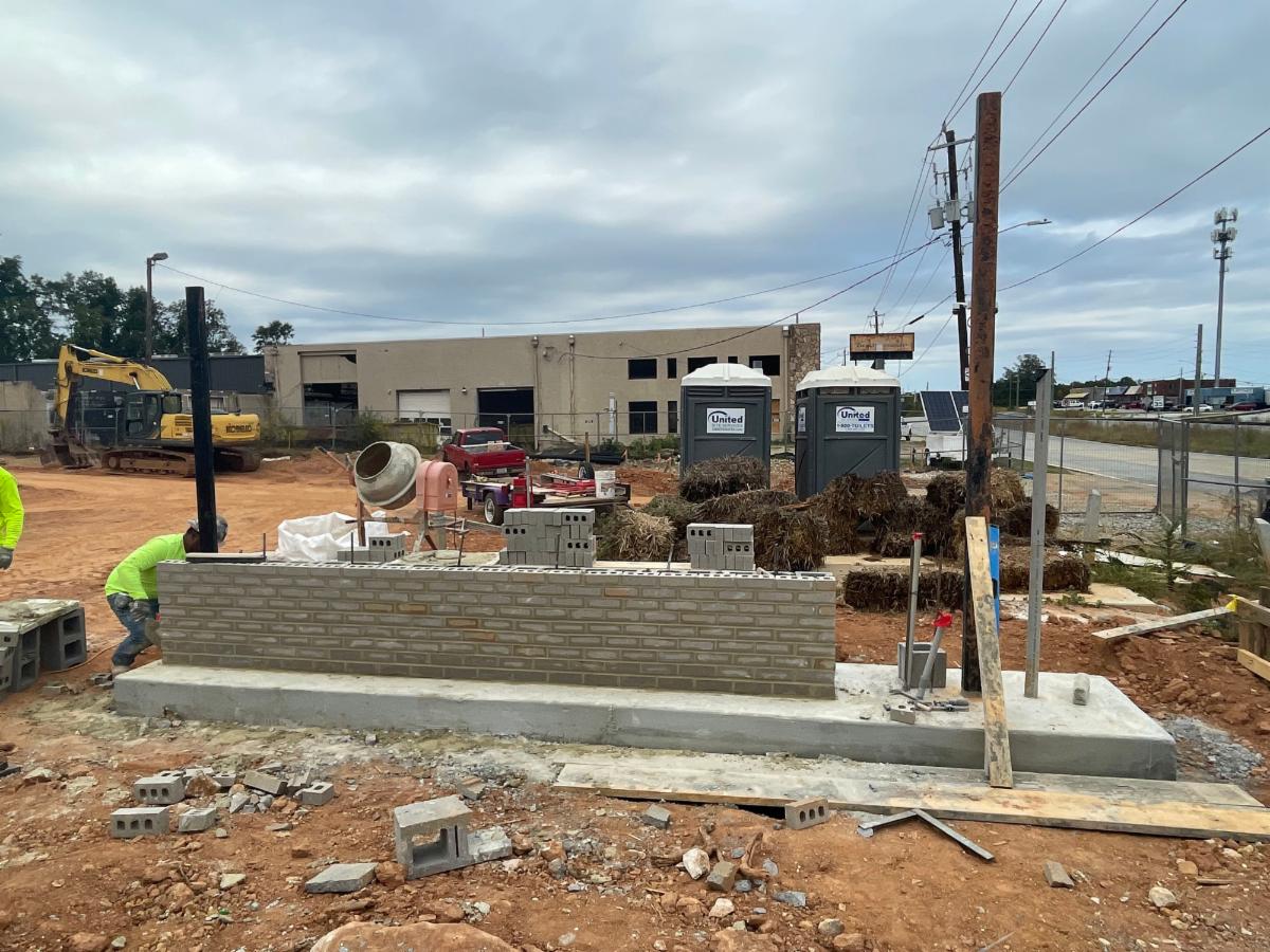 Exterior construction of Fire Station No 9.