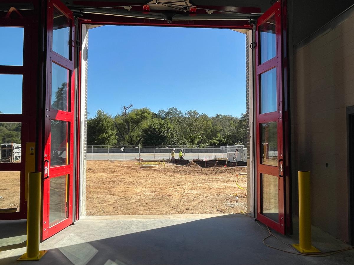 Exterior construction of Fire Station No 1.