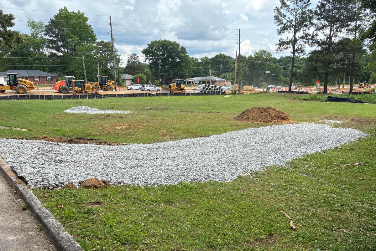 Construction of the new District 4 pocket park.