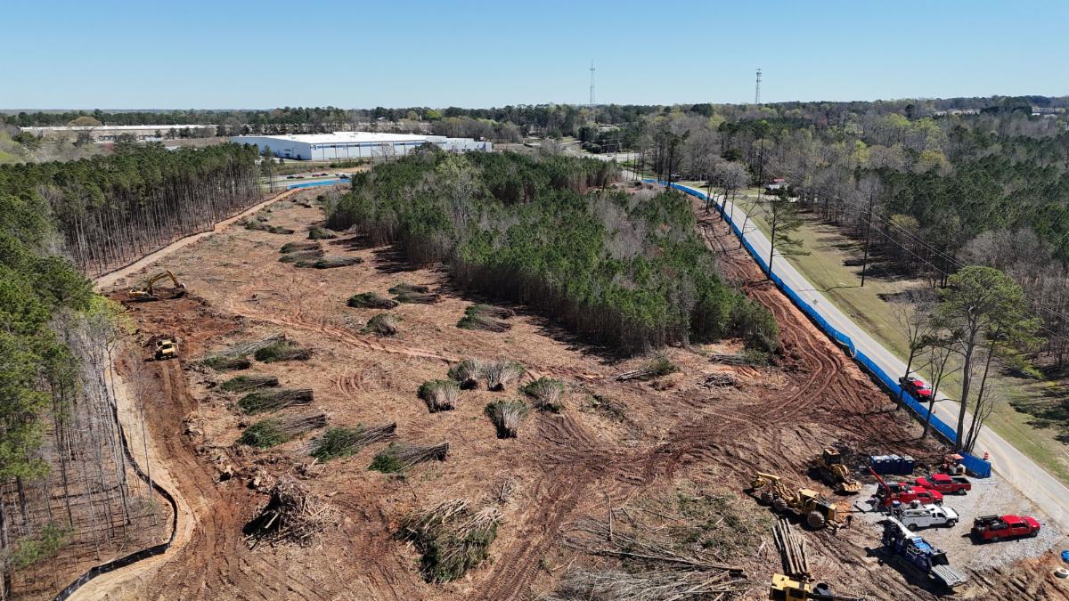 Picture of clearing and grubbing at the new Clayton County Administration Building site at Tara Boulevard and Old Poston Road.