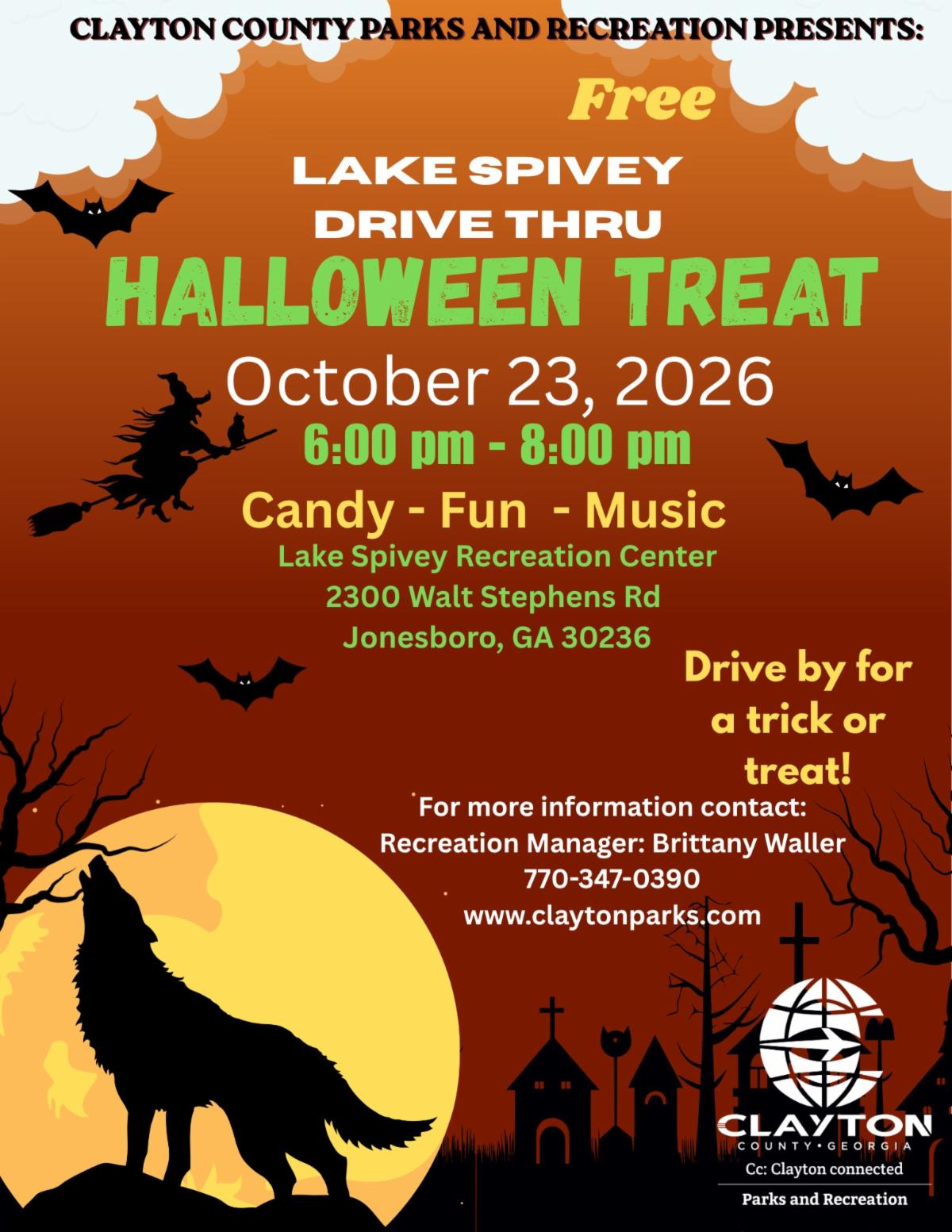 Cruise through from 6:00 p.m. to 8:00 p.m. for frightfully fun music, festive surprises, and plenty of delicious candy, all from the comfort of your car.
This free, family-friendly event is perfect for all ages.