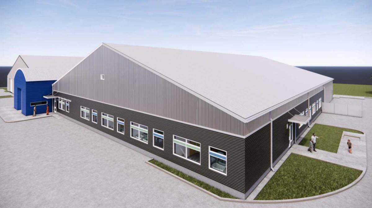 Graphic of building rendering. 