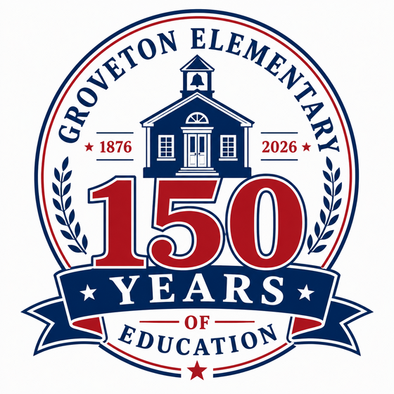 Logo: Groveton Elementary 150 Years of Education.