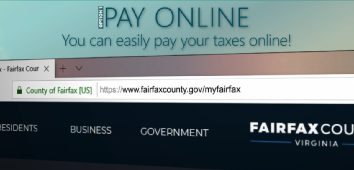 Graphic: Pay Your Taxes Online with internet search bar. 
