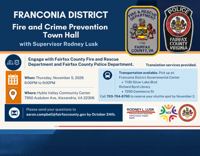 Flyer: Fire and Crime Prevention Town Hall event information. 
