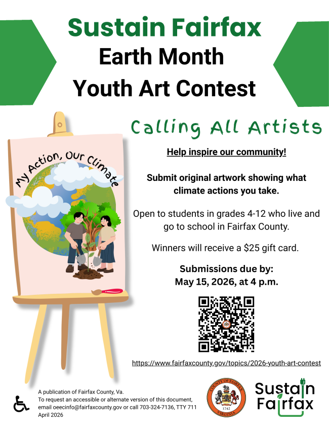 Flyer: Sustain Fairfax Earth Month Youth Art Contest.
