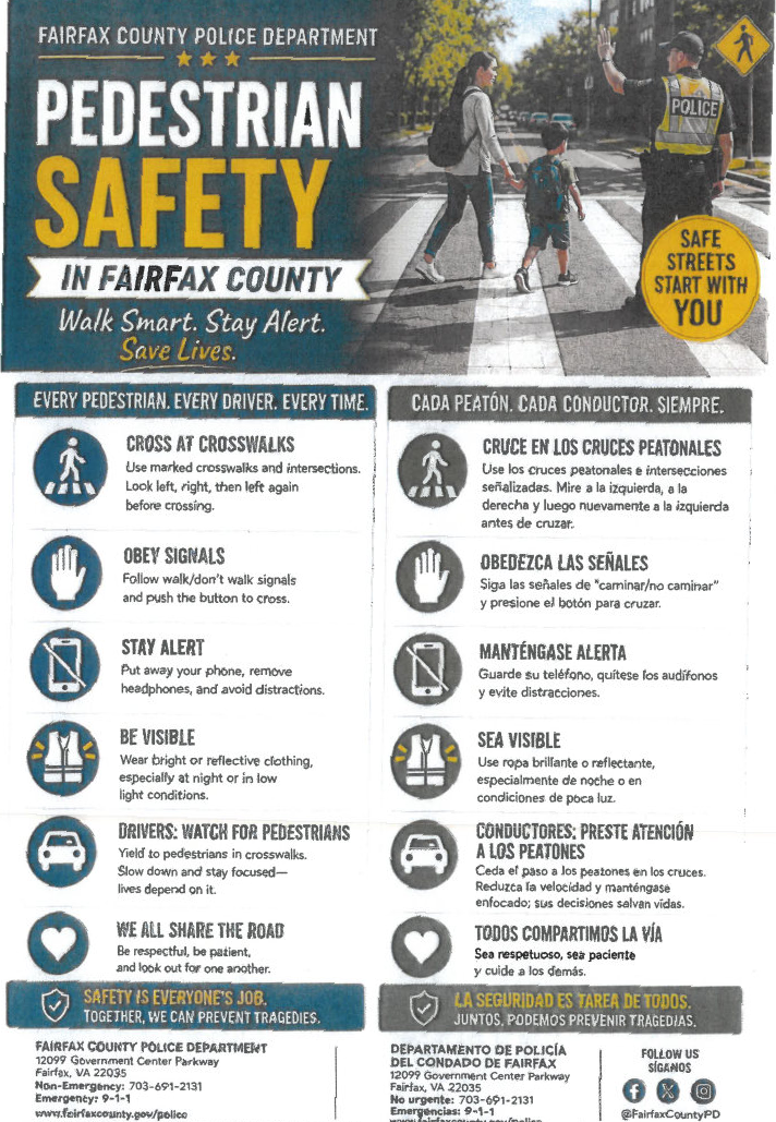 Flyer: Pedestrian Safety information. 