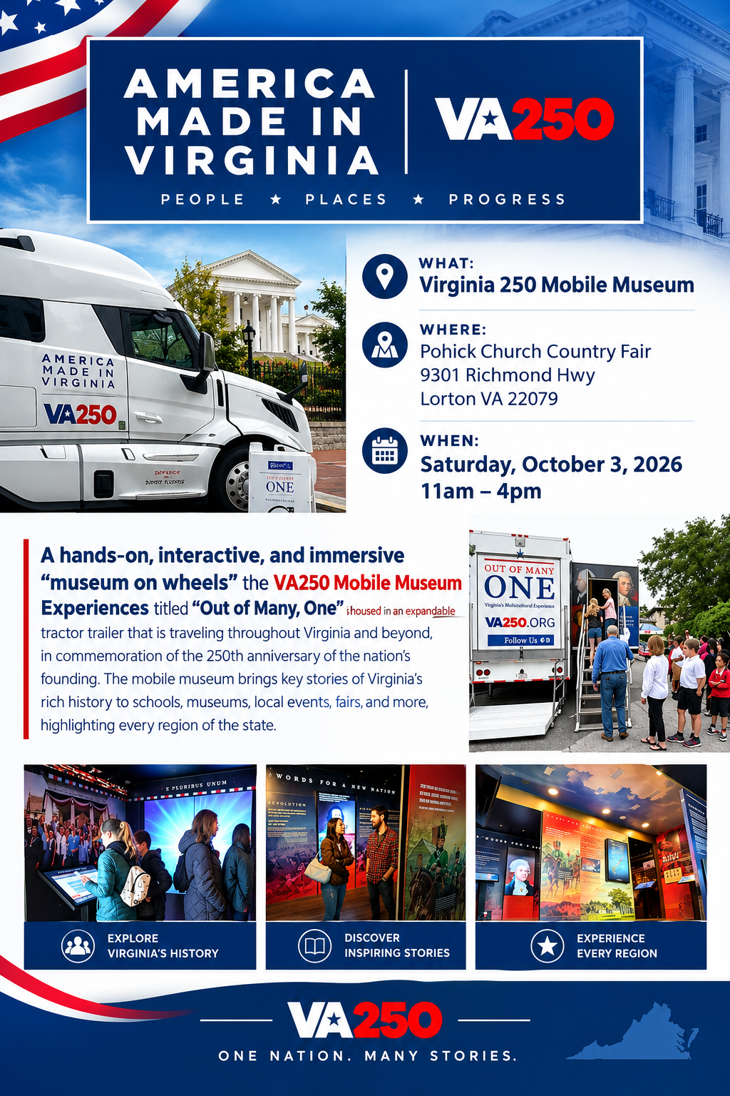 Flyer: America made in Virginia event information. 