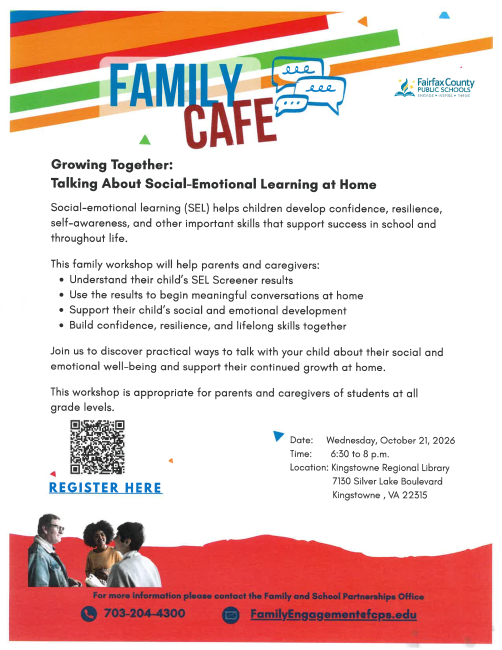 Flyer: Family Cafe event information.