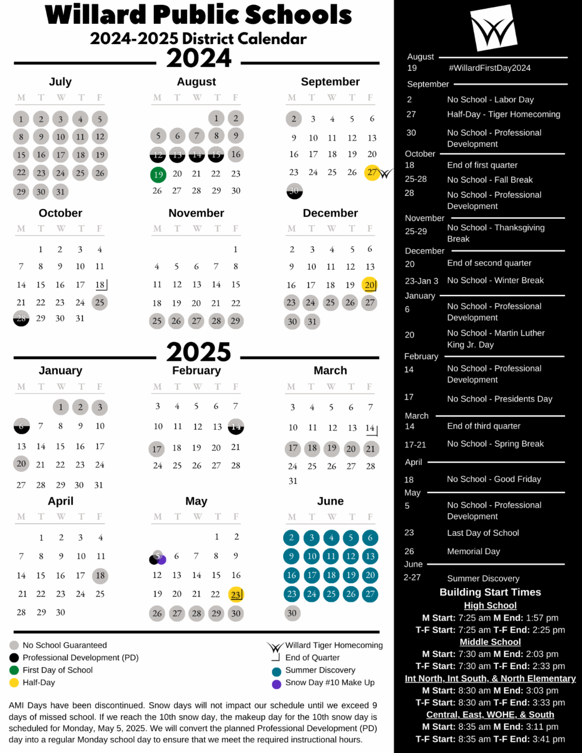 2024 2025 District Calendar 2024 2025 District Calendar