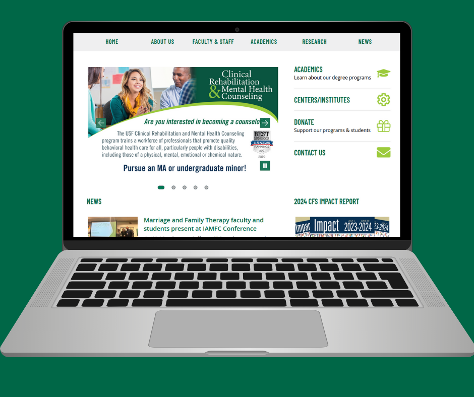 Picture of laptop showing landing page of CFS website