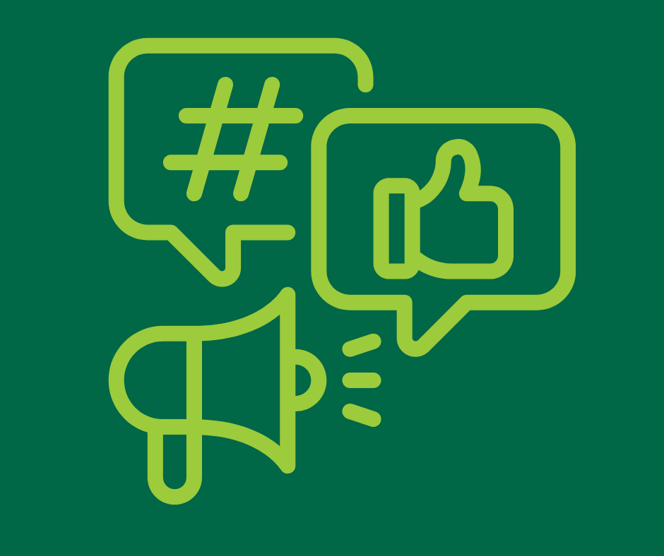 image with green background and megaphone with pound sound and chat bubbles