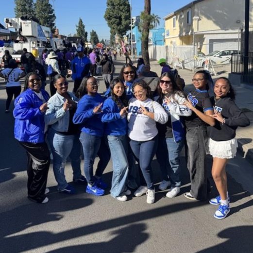 “The Lambda Alpha Chapter of Alpha Kappa Sorority Incorporated walking in the Long Beach MLK Parade”