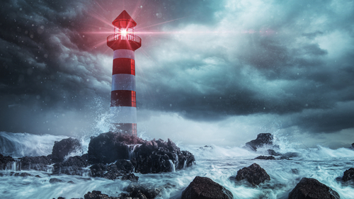 Lighthouse in a stormy sea