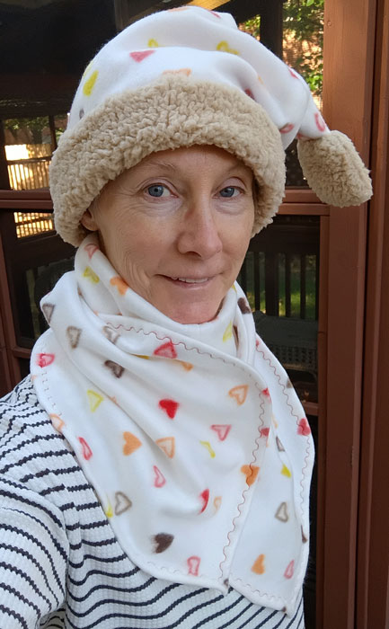 Snuggly hat and scarf combo with hearts