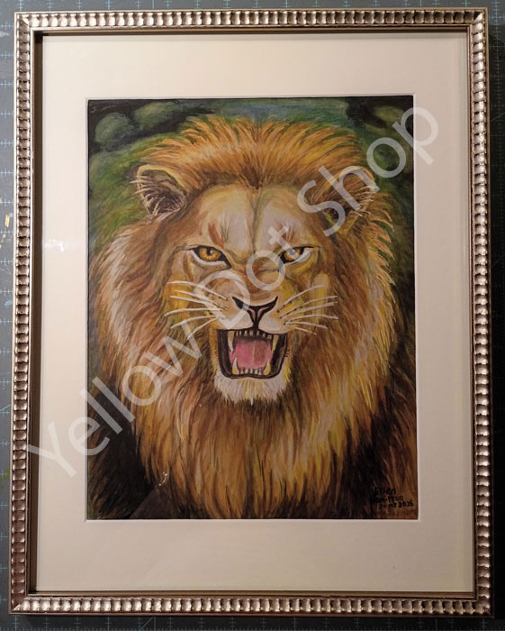 Heraldic roaring Lion watercolor
