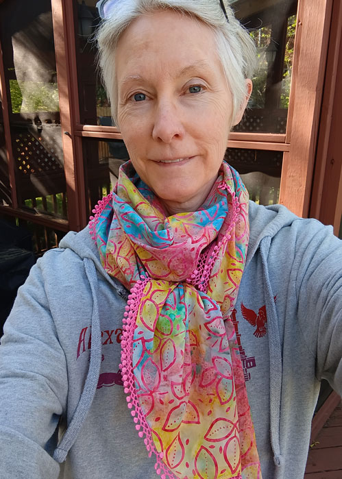 Me in my Pink scarf with fringe