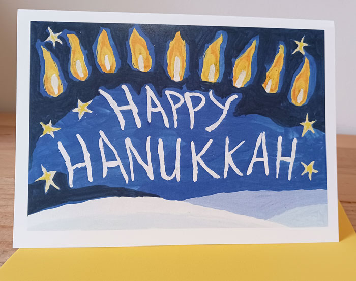 hand-painted Hanukkah card