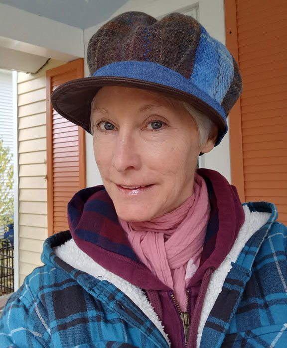 Bakerboy cap with vinyl visor, and Harris Tweed elements