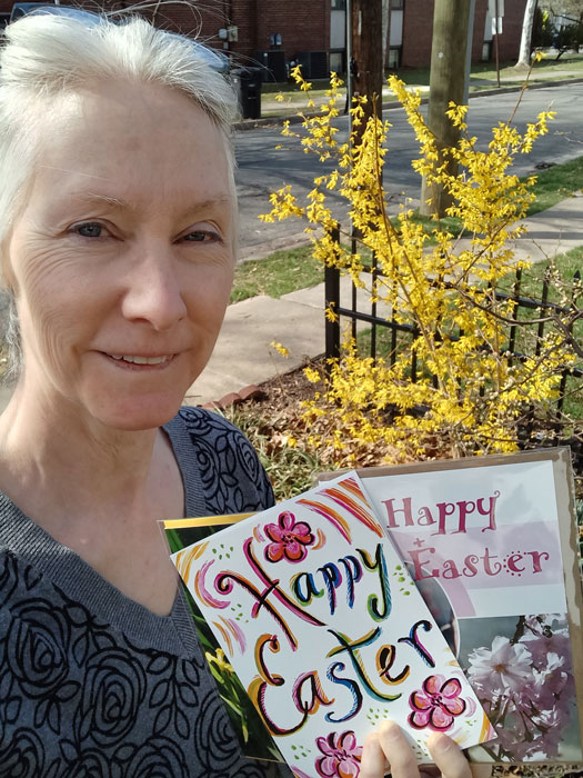Easter cards with forsythia