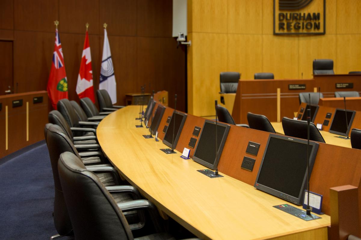 Desk in council chambers
