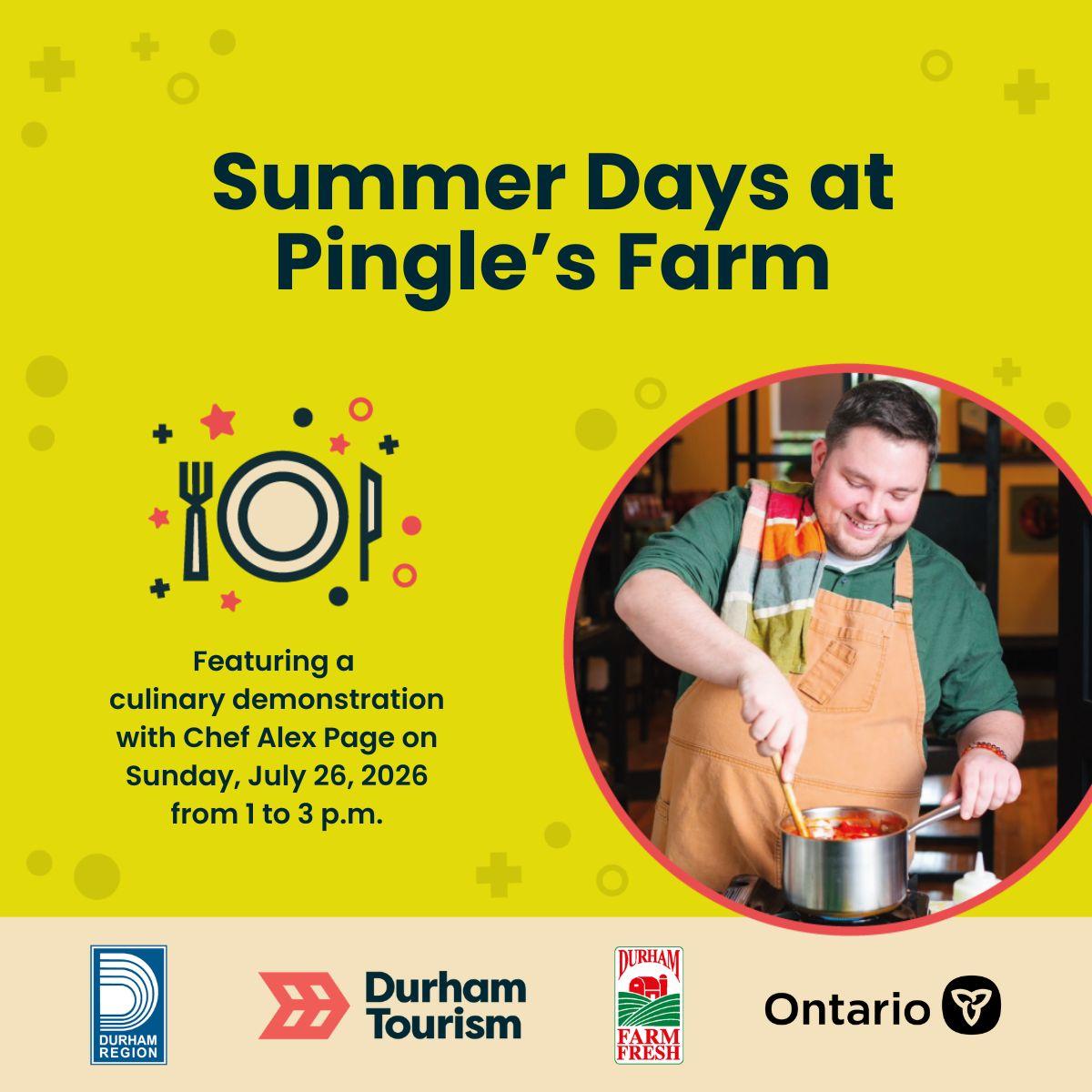 yellow background with event info and picture of a man cooking