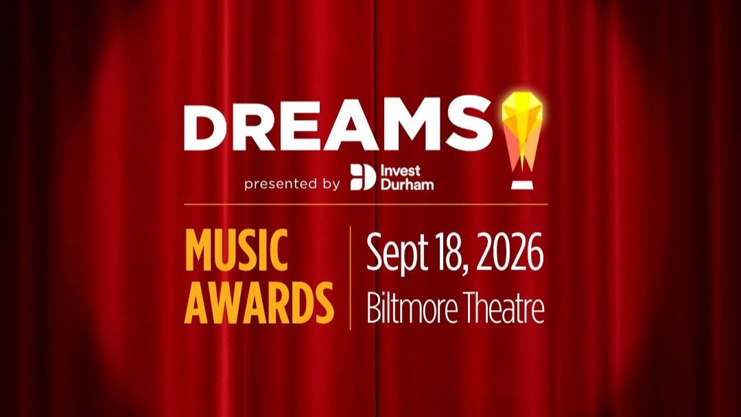 background shows a red theatre curtain with Dreams logo in centre and text below: Music Awards, September 18, 2026, Biltmore Theatre