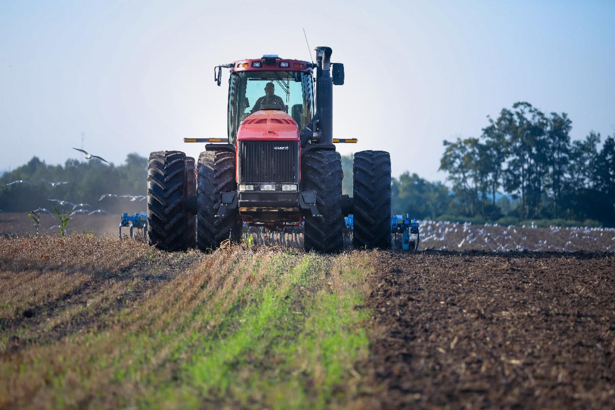 tractor working a field