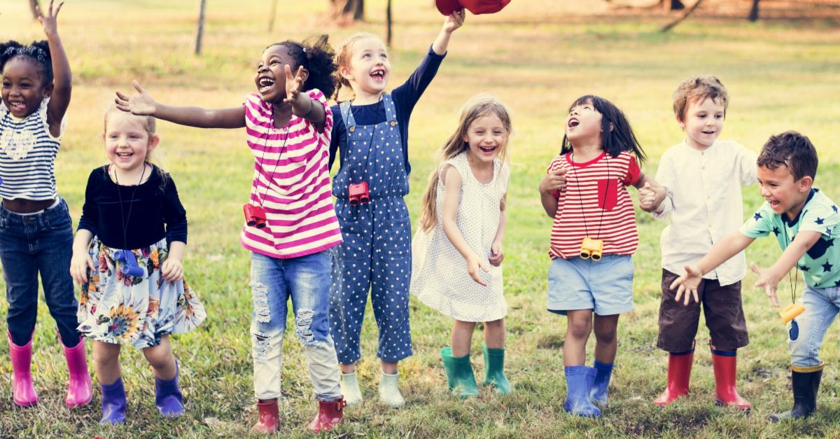 Group of children playing outside