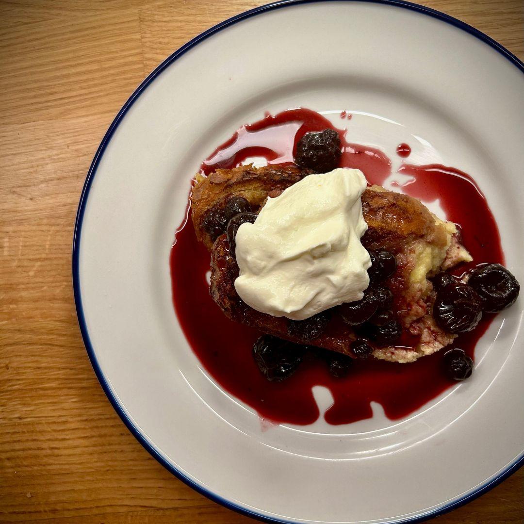 plate of honey french toast casserole