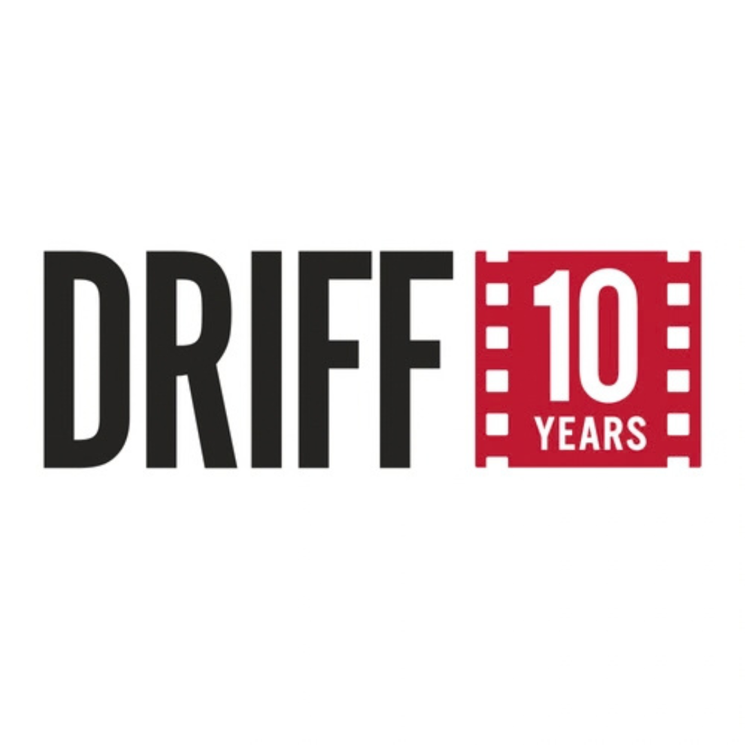 DRIFF logo with red filmstrip and 10 years in white text