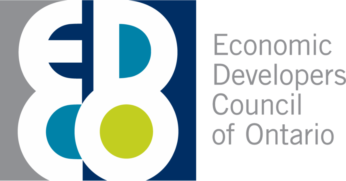 letters E, D, C, O arranged within a blue banner on the left with Economic Developers Council of Ontario in text on the right.