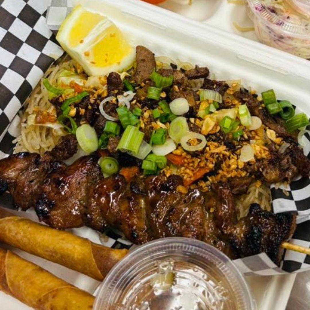 Takeout container of food