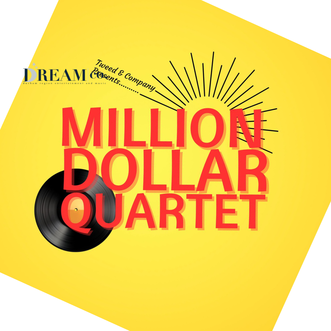 record and text Million Dollar Quartet over yellow background