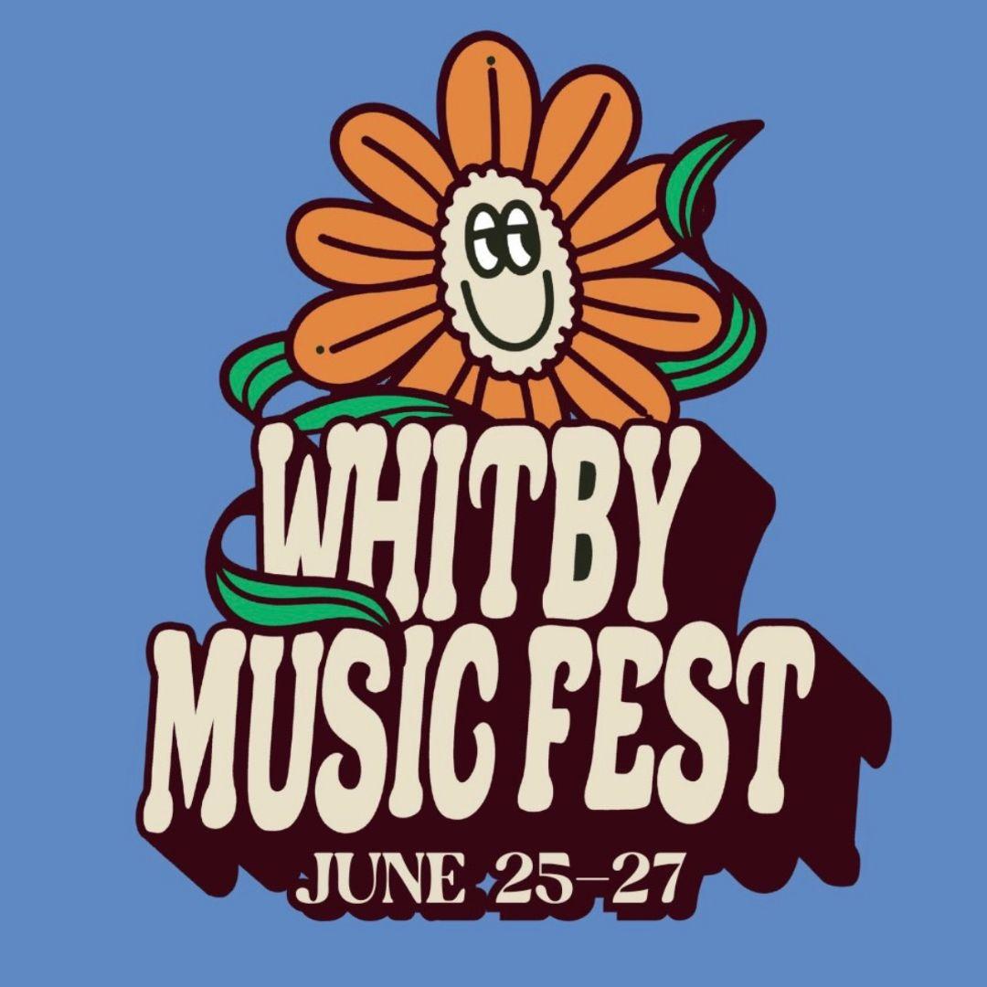 cartoon graphic of a sunflower with text Whitby Music Fest June 25 to 27