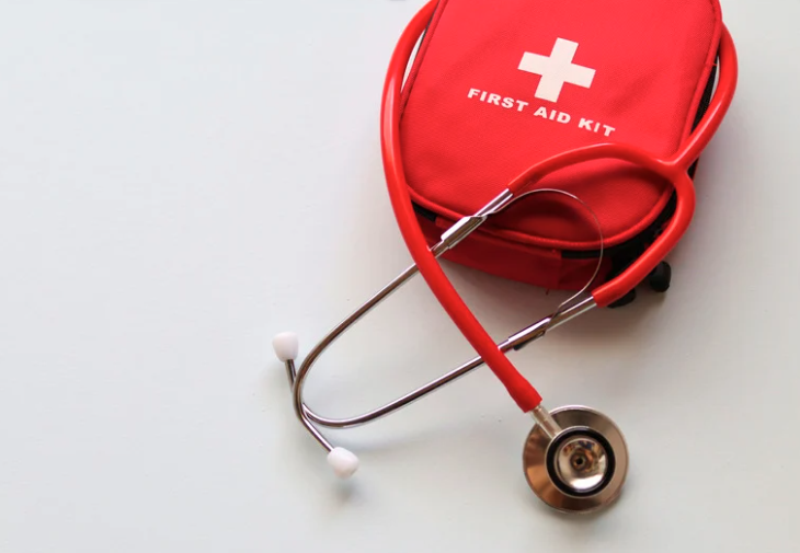 first aid kit with a stethoscope