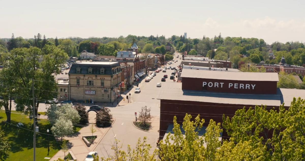 aerial picture of downtown Port Perry