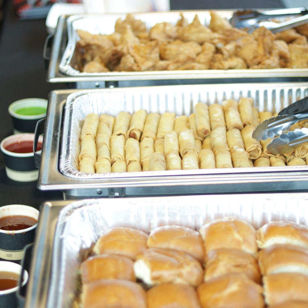 three trays of baked goods