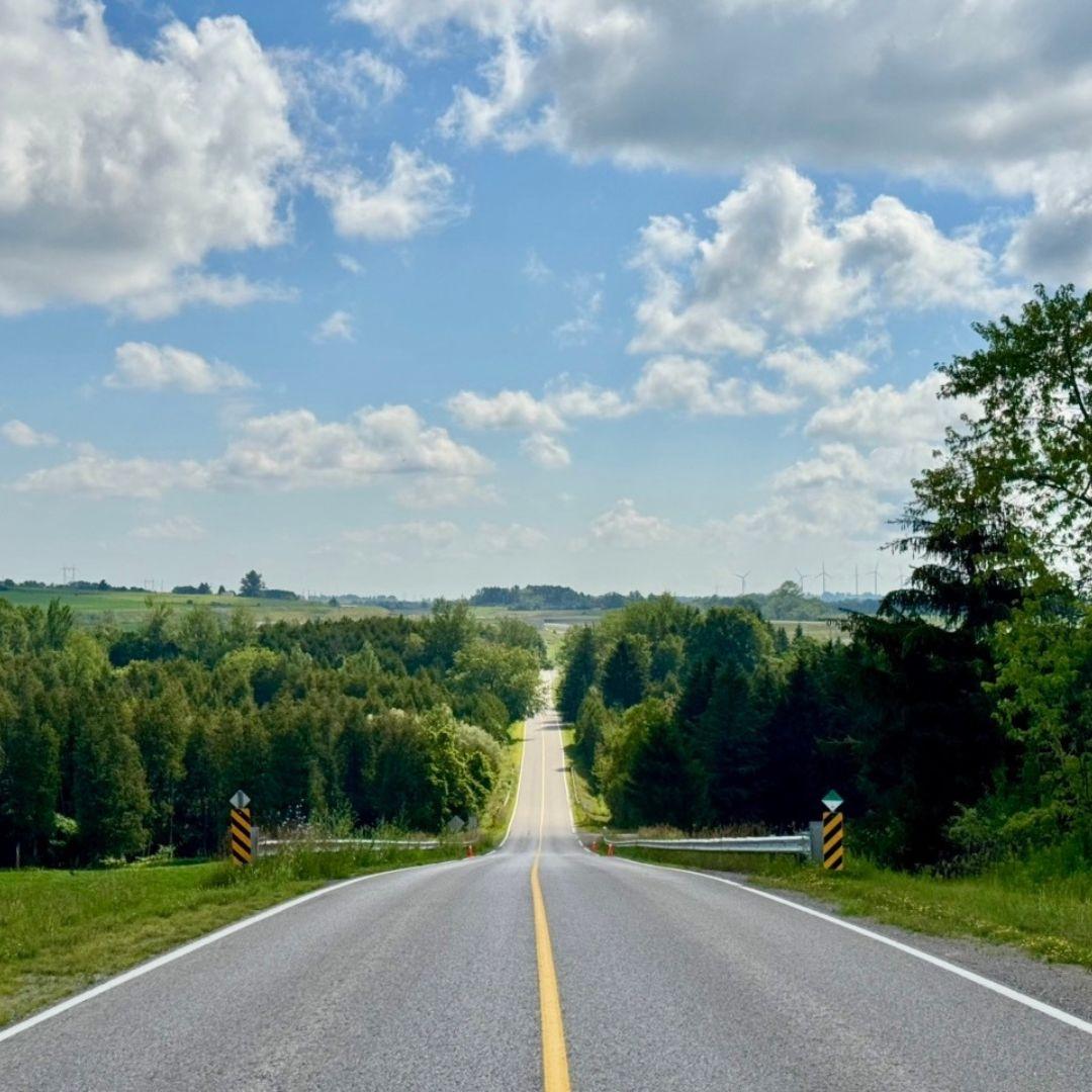 empty rural road on a sunny day